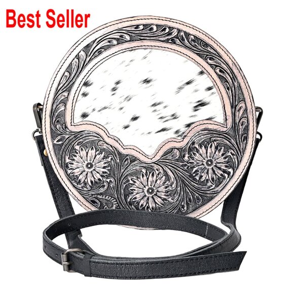 Full Grain Shrunken Leather Crossbody Bag with Adjustable Strap